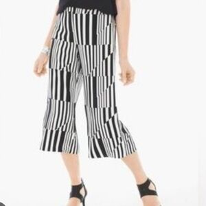 Chico's Stripped Split Cropped Pants Sz S
